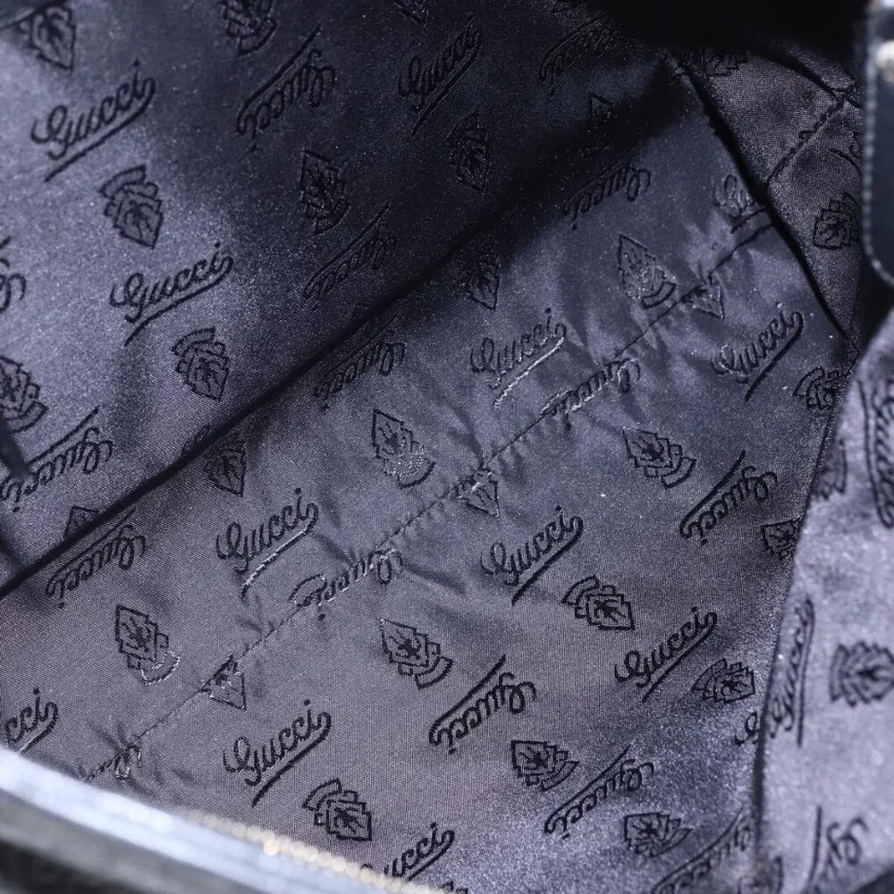 Authentic GUCCI GG Canvas Guccissima Shoulder Bag Leather Black Gold 201446 - Picture 3 of 16